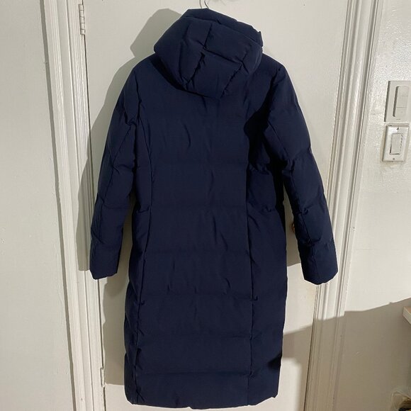 Navy blue, real down hooded puffer coat -Eddie Bauer - Picture 2 of 7